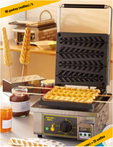 Piastra Elettrica Waffle con Stecco - Cottura 4 Waffle - GES23