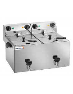 Friggitrice Elettrica FE88R Rubinetto 2 Vasche Capacità 2x6 Lt