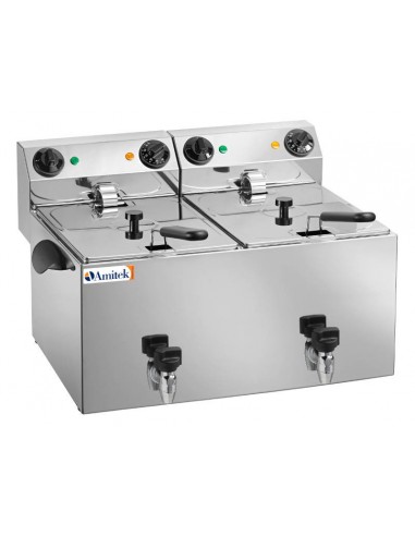 Friggitrice Elettrica FE88R Rubinetto 2 Vasche Capacità 2x6 Lt