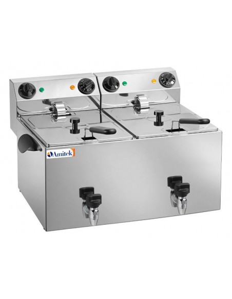 Friggitrice Elettrica con Rubinetto 2 Vasche - Capacità 6+6 Lt - FE88R