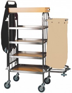 Carrello Portabiancheria Acciaio Inox - 4 Ripiani in Laminato - CA740