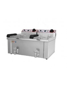 Friggitrice Elettrica FBR13+13 Rubinetto 2 Vasche Capacità  2x13 Lt