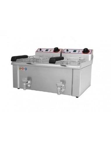 Friggitrice Elettrica FBR13+13 Rubinetto 2 Vasche Capacità  2x13 Lt