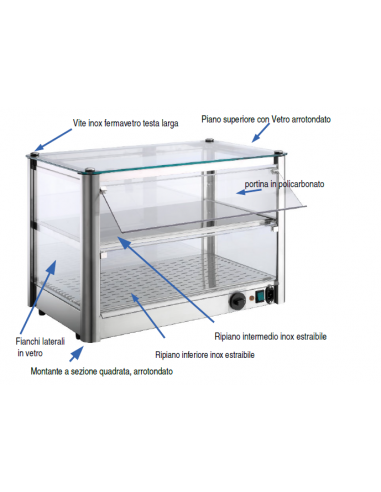 Vetrina Riscaldata da Banco KB82R 2 Ripiani Dim: 87x37x39h cm