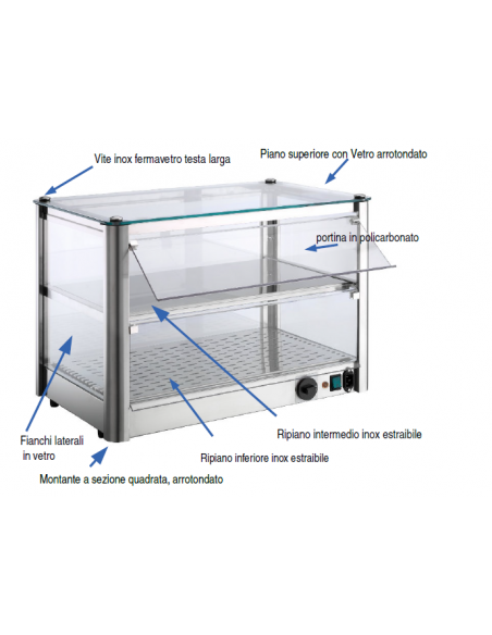 Vetrina Riscaldata da Banco 2 Ripiani Dim: 87x37x39H - KB82R