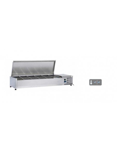 Vetrina Refrigerata Porta Ingredienti Coperchio Inox - 6xGN 1/4 - VRX14/33S/S