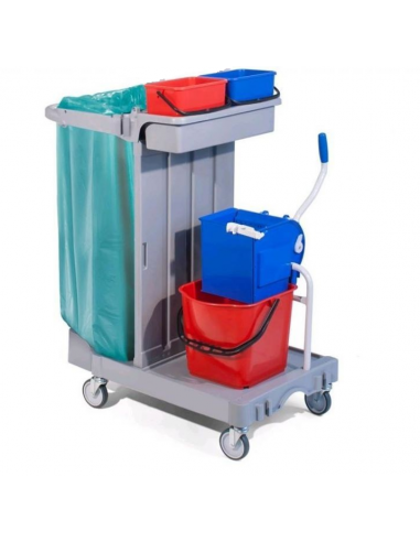 Carrello Multiuso - Secchio da 15 Lt + 2 Piccoli - Strizzatore - CA1614