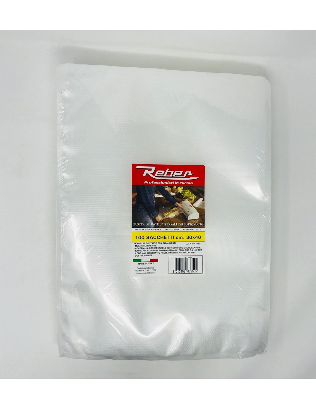 100 Sacchetti sottovuoto 20x30 cm goffrati per alimenti 105 micron