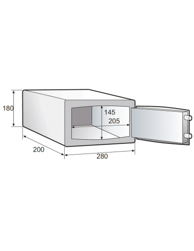 Cassaforte da Camera Hotel Digitale 6 lt Dimensioni 280x200x180h mm