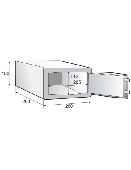 Cassaforte da Camera Hotel Digitale 6 lt Dimensioni 280x200x180h mm