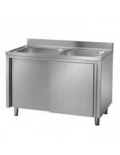 Lavello Inox Ante Scorrevoli - 2 Vasche - 100x60x85/90h - LASE2V106