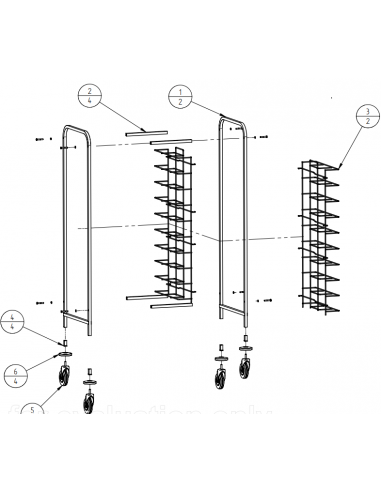 Carrello Portavassoi Universali per 10 Vassoi - Guide a Filo - CA1455