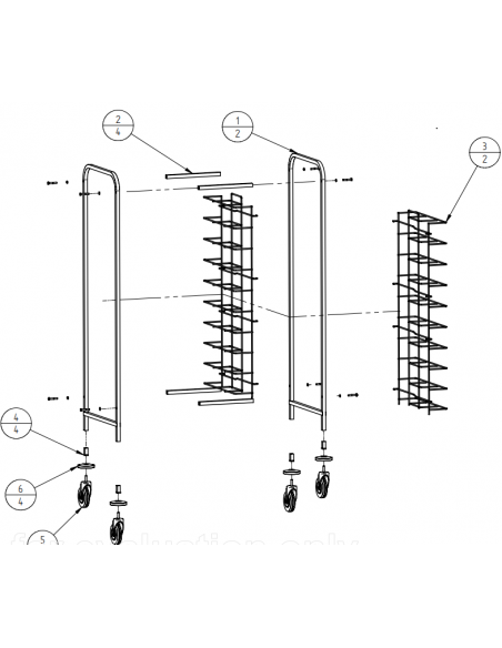 Carrello Portavassoi Universali per 10 Vassoi - Guide a Filo - CA1455