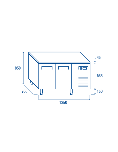 Banco Refrigerato Acciaio Ventilato GN 1/1 - 2 Porte - QR2100