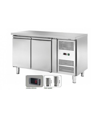 Bancone Refrigerato Acciaio Inox Ventilato 2 Porte Griglie GN1/1
