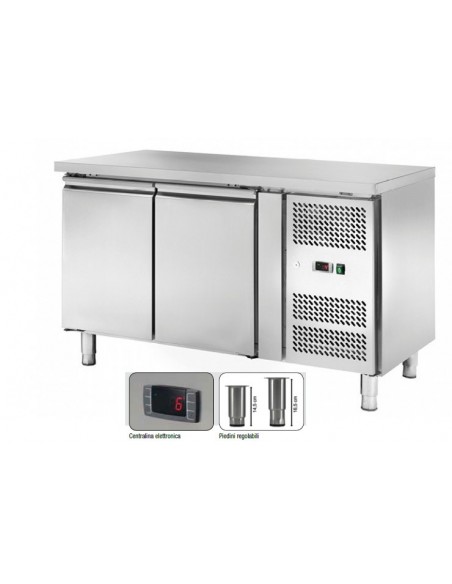 Bancone Refrigerato Acciaio Inox Ventilato 2 Porte Griglie GN1/1