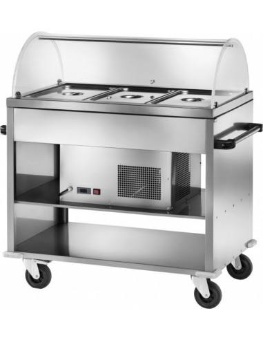 Carrello Refrigerato Inox - Bassa Temperatura - Cupola - 3 x GN1/1 - CAR2780BT