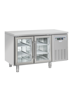 Bancone Refrigerato Acciaio GN 1/1 - 2 Porte Vetro - QRG2100