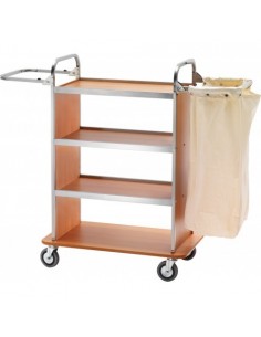 Carrello Porta Biancheria Noce 4 Ripiani Sacco Ignifugo - CA1510 noce