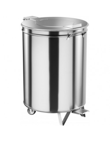 Portarifiuti Cilindrico Inox con Pedale 50Lt Diametro 39x60h cm