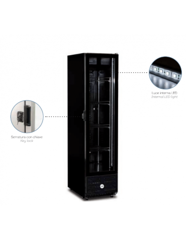 Frigorifero Bevande Verticale Nero 313Lt Dimensione 444x699x1848h mm