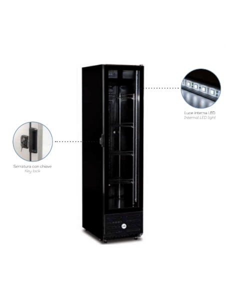 Frigorifero Bevande Verticale Nero 313Lt Dimensione 444x699x1848h mm