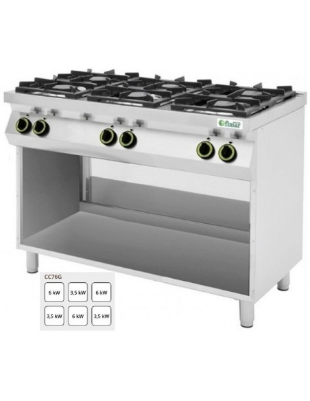 Cucina a Gas su Vano a Giorno - 6 Fuochi - CC76G