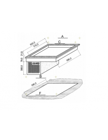 Vasca Refrigerata da Incasso - 1x GN 1/1 H40 - Piano 41,5x62 - TOP61S