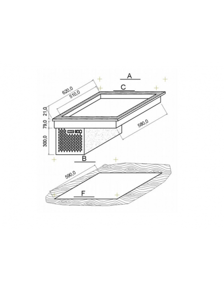 Vasca Refrigerata da Incasso - 1x GN 1/1 H40 - Piano 41,5x62 - TOP61S
