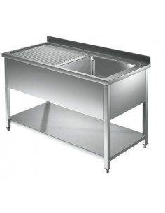 Lavello Inox 1 Vasca Gocciolatoio Ripiano Dimensione 140x60x85h cm