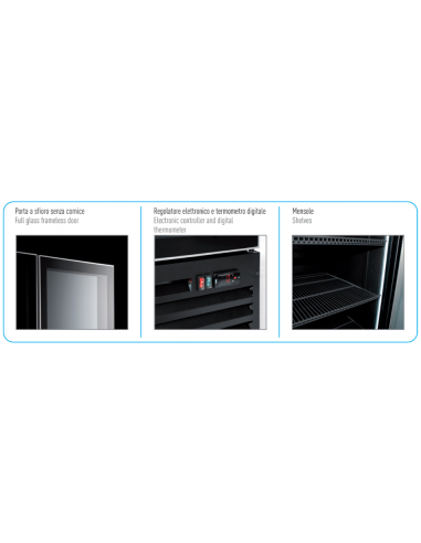 Frigorifero Bevande Nero ICOOL80BLK Ventilato 2 Porte Vetro Battenti