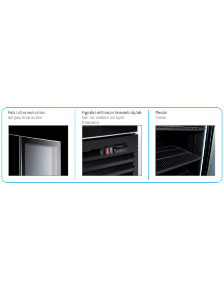 Frigorifero Bevande Nero ICOOL80BLK Ventilato 2 Porte Vetro Battenti