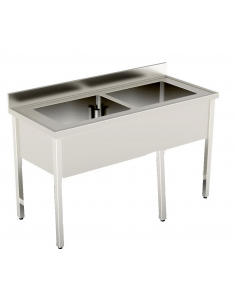 Lavello Acciaio Inox 2 Vasche Dimensione cm 150x60x90h - ELGE2V15/6