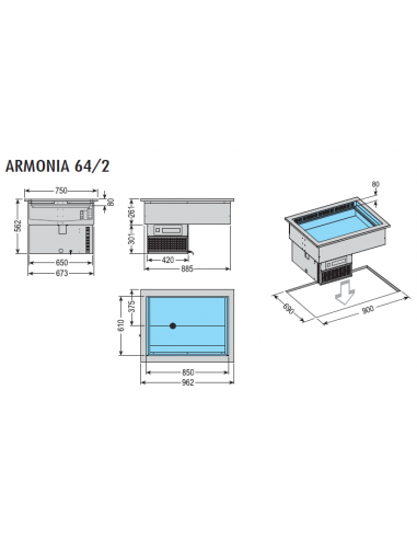 Vasca da Incasso Pasticceria Piano Inox 61x85,5 cm - ARMONIA64/2