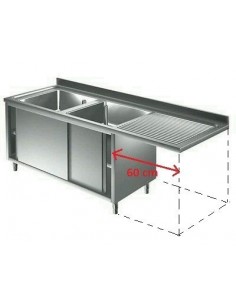 Lavello Armadiato Scorrevole con Vano Lavastoviglie - cm 160x70x85h