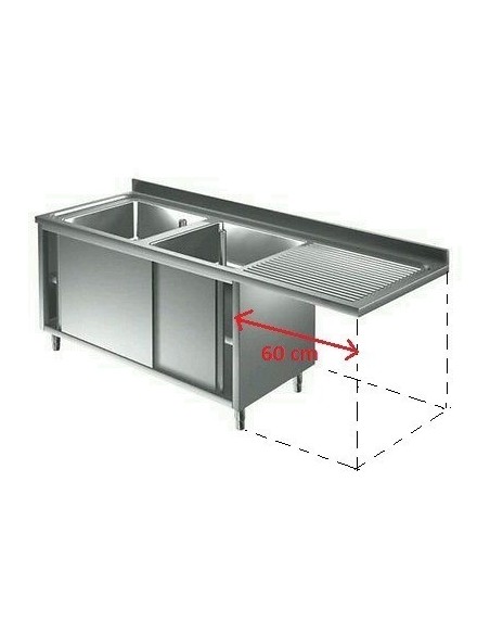 Lavello Armadiato Scorrevole con Vano Lavastoviglie - cm 160x70x85h