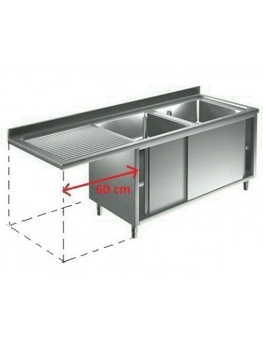 Lavello Armadiato Scorrevole con Vano Lavastoviglie - cm 160x70x85h