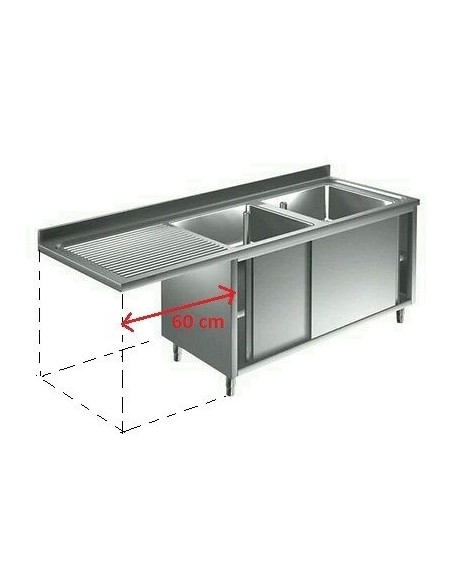 Lavello Armadiato Scorrevole con Vano Lavastoviglie - cm 160x70x85h