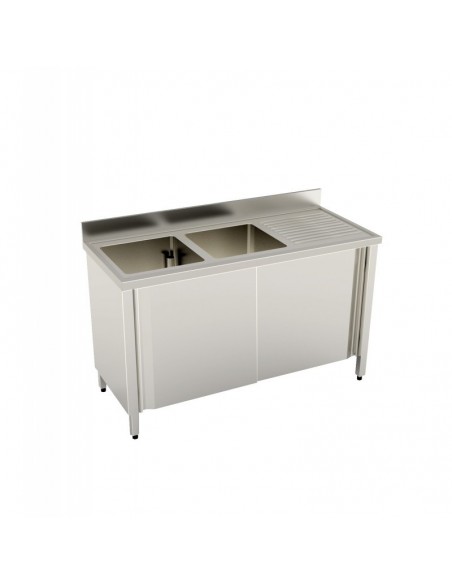 Lavello Armadiato Scorrevole - 2 Vasche/Gocciolatoio - 160x60x90h