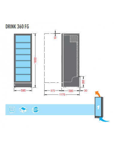 Frigorifero Verticale Bibite Nero con Serratura Capacità 368Lt
