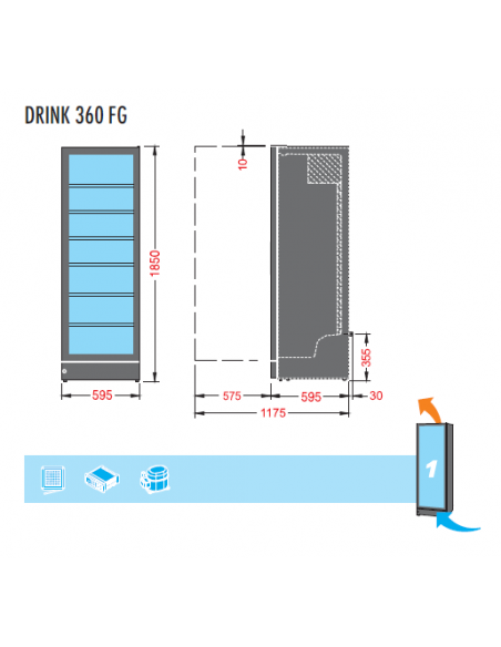 Frigorifero Verticale Bibite Nero con Serratura Capacità 368Lt