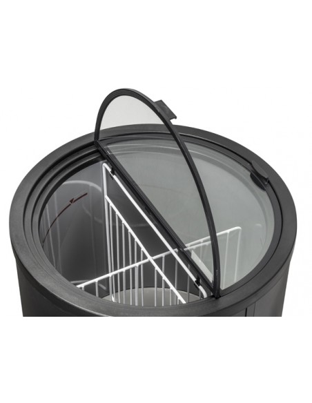 Congelatore a Pozzetto Rotondo Nero Porta Vetro - HN80