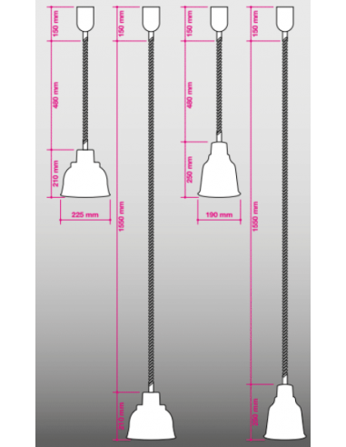 Lampada Riscaldante Infrarossi Alimenti - Nero - Luce Rossa - LB25R